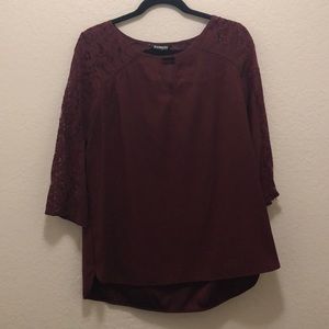 Express Blouse with Sheer Lace 3/4 Sleeves